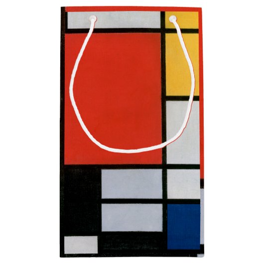 Mondriaan Compositie Rood Geel Blauw Zwart Klein Cadeauzakje (Achterkant)
