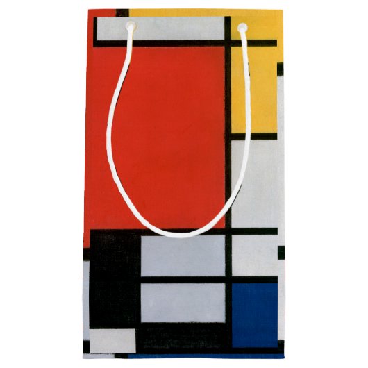 Mondriaan Compositie Rood Geel Blauw Zwart Klein Cadeauzakje (Voorkant)