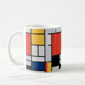 Mondriaan Compositie Rood Geel Blauw Zwart Koffiemok (Links)