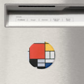 Mondriaan Compositie Rood Geel Blauw Zwart Magneet (Insitu (Vaatwasser))
