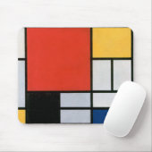 Mondriaan Compositie Rood Geel Blauw Zwart Muismat (Met muis)