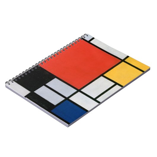 Mondriaan Compositie Rood Geel Blauw Zwart Notitieboek (Linkerzijde)