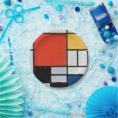 Mondriaan Compositie Rood Geel Blauw Zwart Papieren Bordje (Feest)