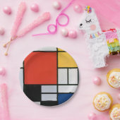 Mondriaan Compositie Rood Geel Blauw Zwart Papieren Bordje (Feest)