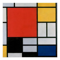 Mondriaan Compositie Rood Geel Blauw Zwart