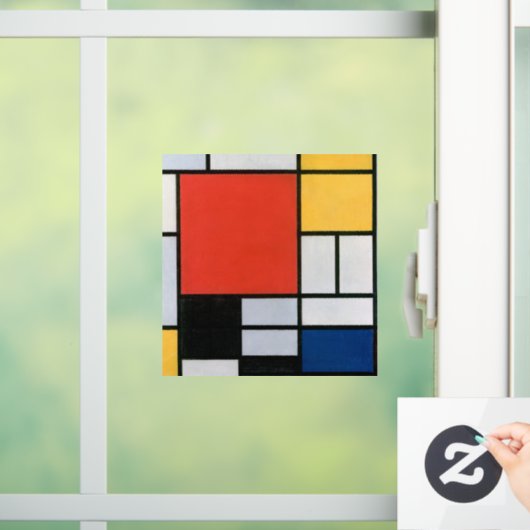 Mondriaan Compositie Rood Geel Blauw Zwart Raamsticker (Huis)