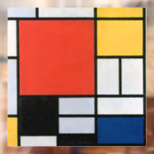 Mondriaan Compositie Rood Geel Blauw Zwart Raamsticker (Vel 2)