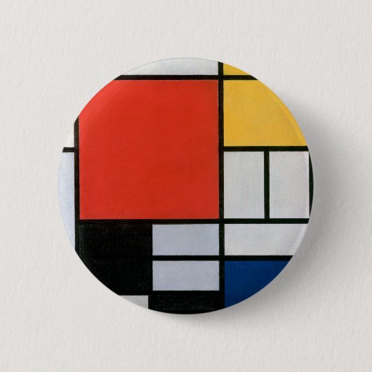 Mondriaan Compositie Rood Geel Blauw Zwart Ronde Button 5,7 Cm (Voorkant)
