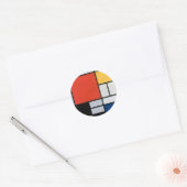 Mondriaan Compositie Rood Geel Blauw Zwart Ronde Sticker (Envelop)