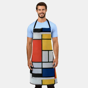 Mondriaan Compositie Rood Geel Blauw Zwart Schort