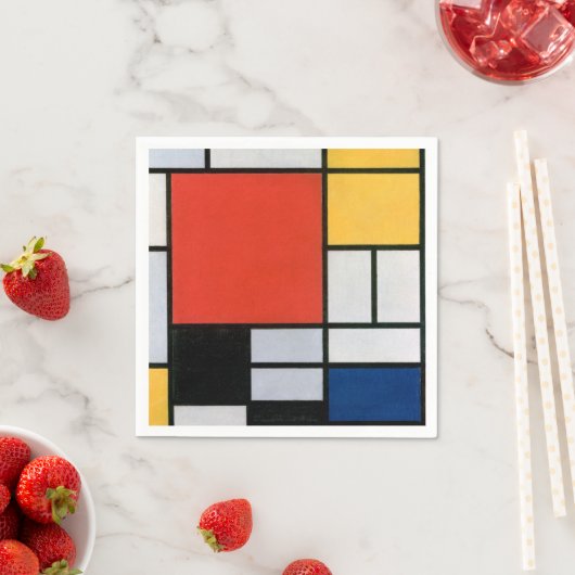Mondriaan Compositie Rood Geel Blauw Zwart Servet (Insitu)