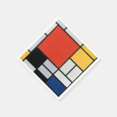 Mondriaan Compositie Rood Geel Blauw Zwart Servet (Hoek)