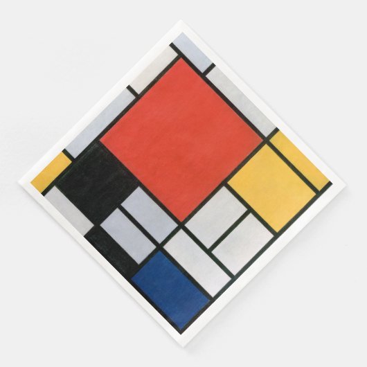 Mondriaan Compositie Rood Geel Blauw Zwart Servet (Hoek)