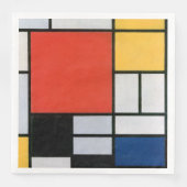 Mondriaan Compositie Rood Geel Blauw Zwart Servet (Voorkant)