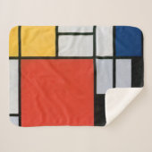 Mondriaan Compositie Rood Geel Blauw Zwart Sherpa Deken (Voorkant (horizontaal))