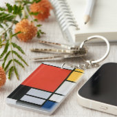 Mondriaan Compositie Rood Geel Blauw Zwart Sleutelhanger (Voorkant Rechts)
