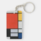 Mondriaan Compositie Rood Geel Blauw Zwart Sleutelhanger (achterkant)