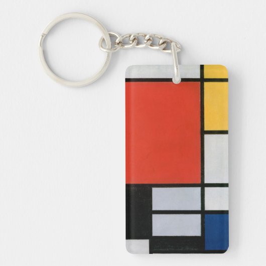 Mondriaan Compositie Rood Geel Blauw Zwart Sleutelhanger (Voorkant)