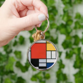 Mondriaan Compositie Rood Geel Blauw Zwart Sleutelhanger (Hand)
