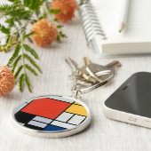 Mondriaan Compositie Rood Geel Blauw Zwart Sleutelhanger (Zijkant)