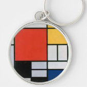 Mondriaan Compositie Rood Geel Blauw Zwart Sleutelhanger (Voorkant)