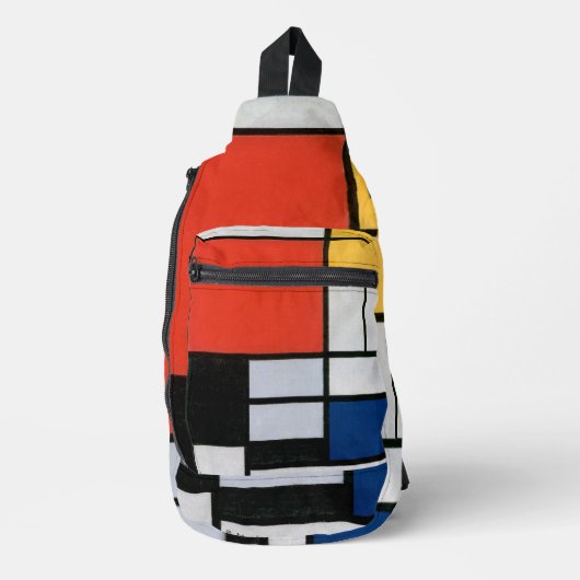 Mondriaan Compositie Rood Geel Blauw Zwart Sling Bag (Voorkant)