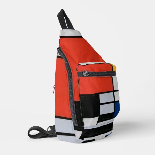 Mondriaan Compositie Rood Geel Blauw Zwart Sling Bag (Linkerhoek)