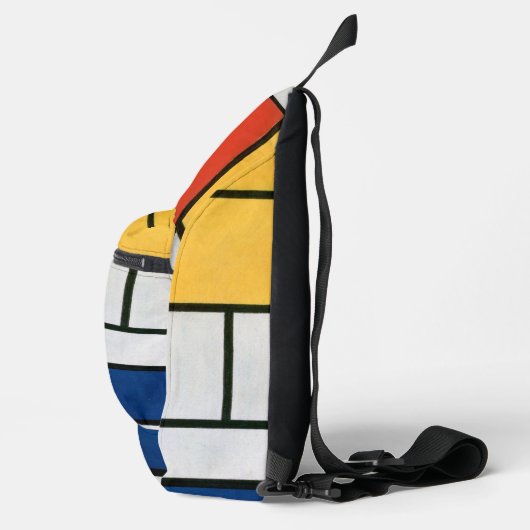 Mondriaan Compositie Rood Geel Blauw Zwart Sling Bag (Rechts)