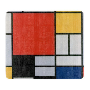 Mondriaan Compositie Rood Geel Blauw Zwart Snijplank