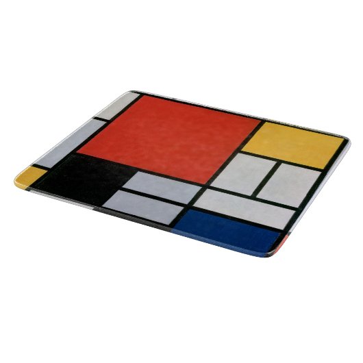 Mondriaan Compositie Rood Geel Blauw Zwart Snijplank (Hoek)