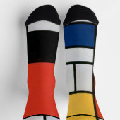 Mondriaan Compositie Rood Geel Blauw Zwart Sokken (Top)
