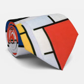 Mondriaan Compositie Rood Geel Blauw Zwart Stropdas (Opgerold)