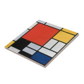 Mondriaan Compositie Rood Geel Blauw Zwart Tegeltje (Zijkant)