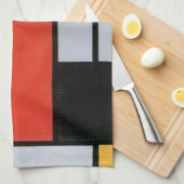 Mondriaan Compositie Rood Geel Blauw Zwart Theedoek (Quarter Fold)