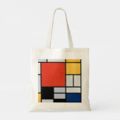 Mondriaan Compositie Rood Geel Blauw Zwart Tote Bag (Achterkant)