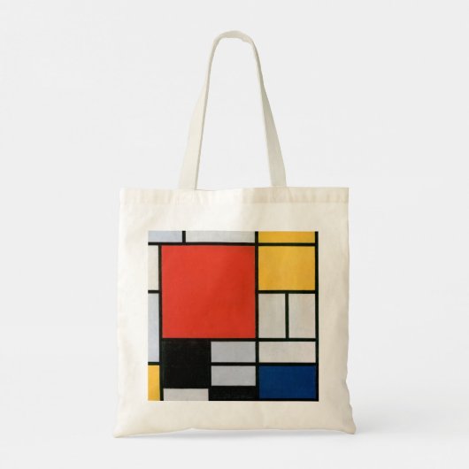 Mondriaan Compositie Rood Geel Blauw Zwart Tote Bag (Achterkant)