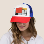 Mondriaan Compositie Rood Geel Blauw Zwart Trucker Pet (In situ)