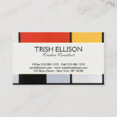 Mondriaan Compositie Rood Geel Blauw Zwart Visitekaartje (Achterkant)