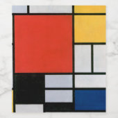 Mondriaan Compositie Rood Geel Blauw Zwart Wijn Etiket (Enkel label)