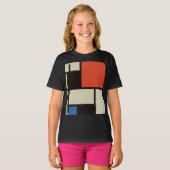 Mondriaan Composition Modern Abstract Black Kinder T-shirt (Voorkant volledig)