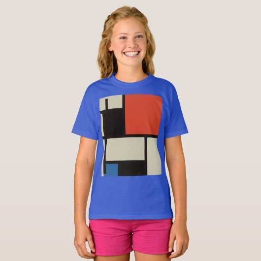 Mondriaan Composition Modern Abstract Deep Royal T-shirt (Voorkant volledig)