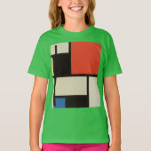 Mondriaan Composition Modern Abstract Groene Kinde T-shirt (Voorkant)