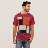 Mondriaan Composition Modern Abstracte Maroon T-shirt (Voorkant volledig)