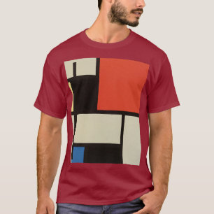 Mondriaan Composition Modern Abstracte Maroon T-shirt