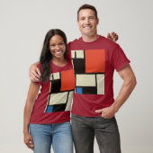 Mondriaan Composition Modern Abstracte Maroon T-shirt (Unisex)
