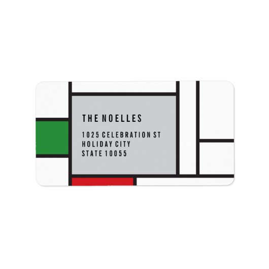 Mondriaan De Stijl Art Minimalist Vakantielabels Etiket (Voorkant)