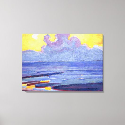 Mondriaan - Door het Zee, populair kunstwerk Canvas Afdruk (Voorkant)