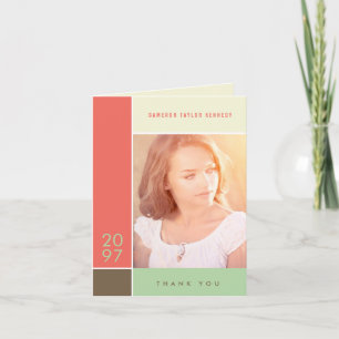 Mondriaan Eenvoudige Kleurblokken Afstudeerfoto Bedankkaart