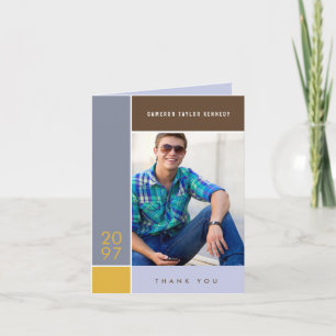 Mondriaan Eenvoudige Kleurblokken Afstudeerfoto Bedankkaart