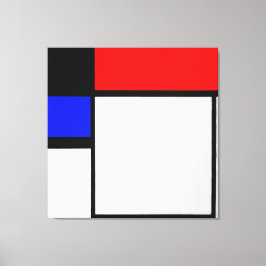 MONDRIAAN FOX TROT B met ZWART, ROOD, BLAUW & GEEL Canvas Afdruk